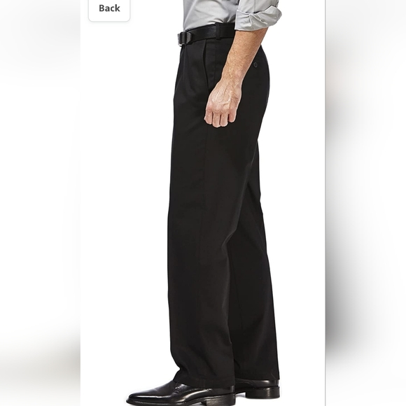 HAGGAR MENS BLACK PANTS CLASSIC FIT PREMIUM NO IRON KHAKI  SIZE W50 L30 NEW/TAGS - Picture 3 of 9